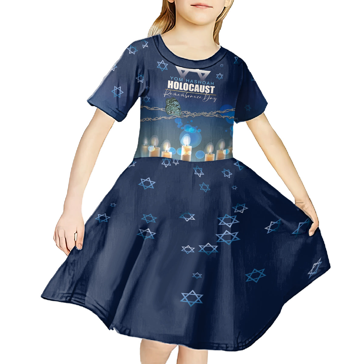 Yom HaShoah 2024 Kid Short Sleeve Dress Holocaust Remembrance Day - Wonder Print Shop