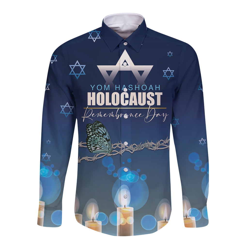 Yom HaShoah 2024 Long Sleeve Button Shirt Holocaust Remembrance Day - Wonder Print Shop