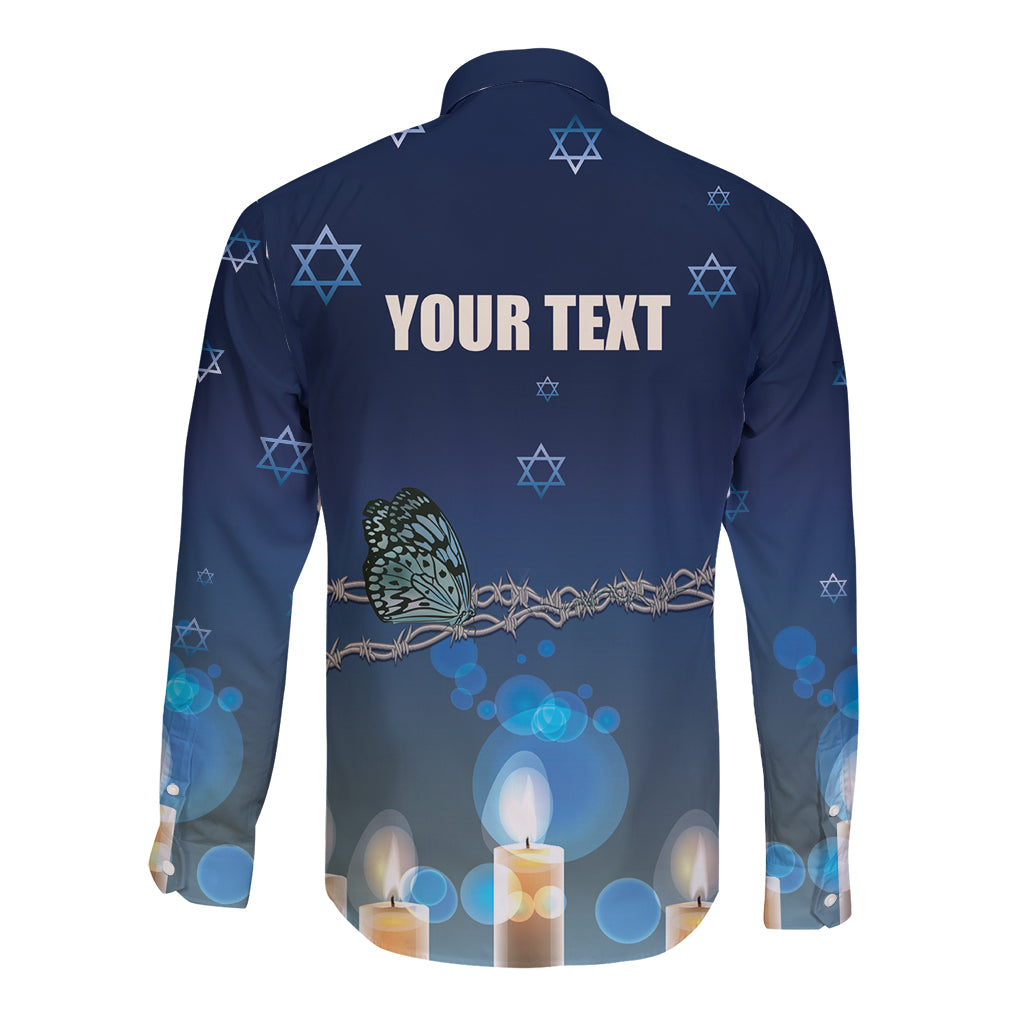 Yom HaShoah 2024 Long Sleeve Button Shirt Holocaust Remembrance Day - Wonder Print Shop