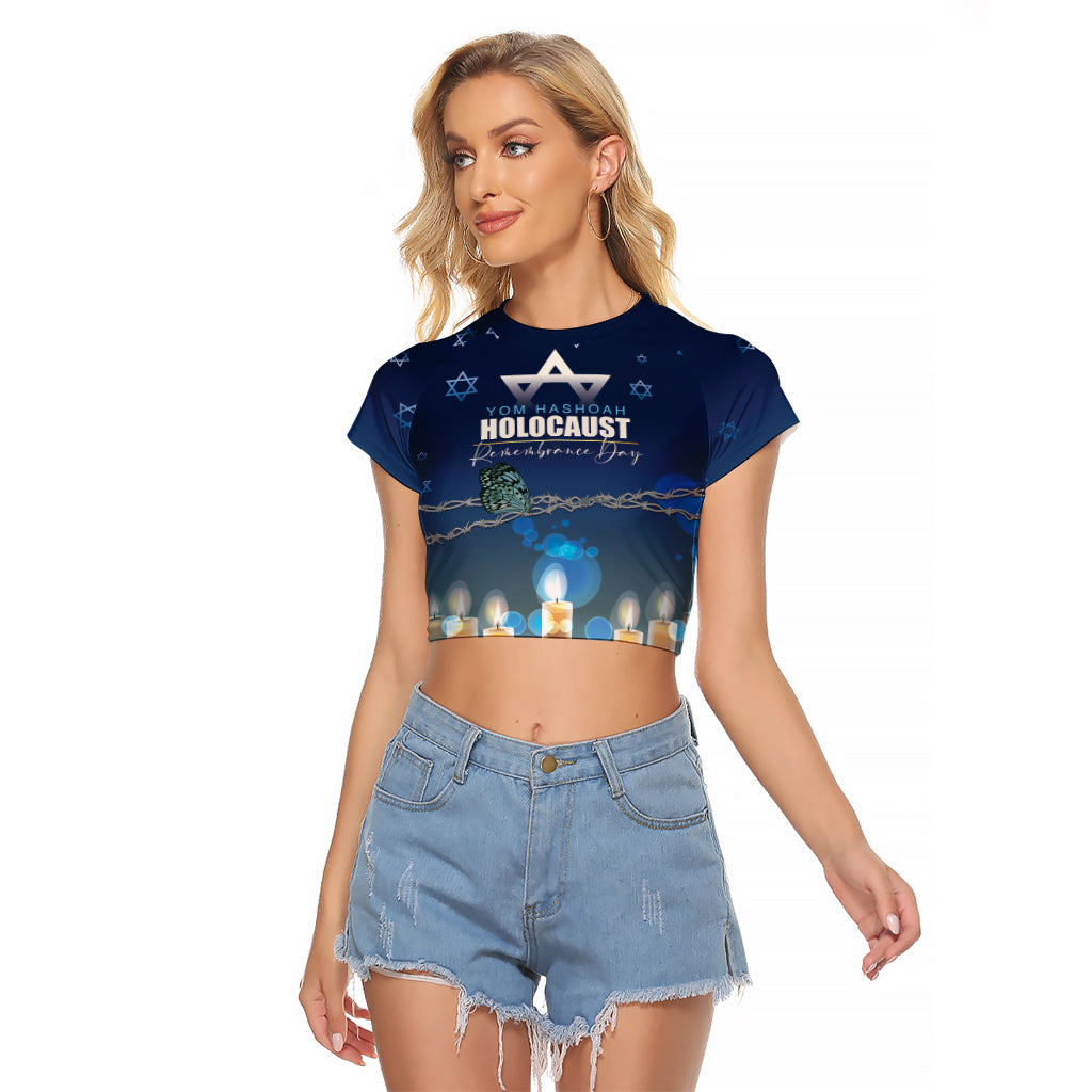 Yom HaShoah 2024 Raglan Cropped T Shirt Holocaust Remembrance Day - Wonder Print Shop