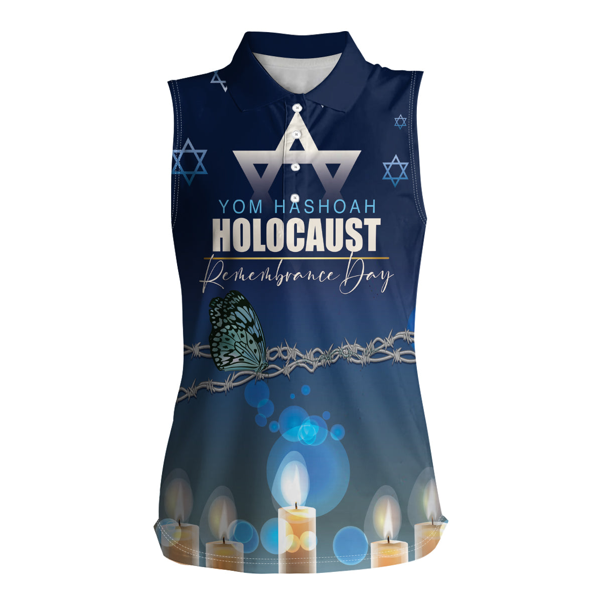 Yom HaShoah 2024 Women Sleeveless Polo Shirt Holocaust Remembrance Day - Wonder Print Shop
