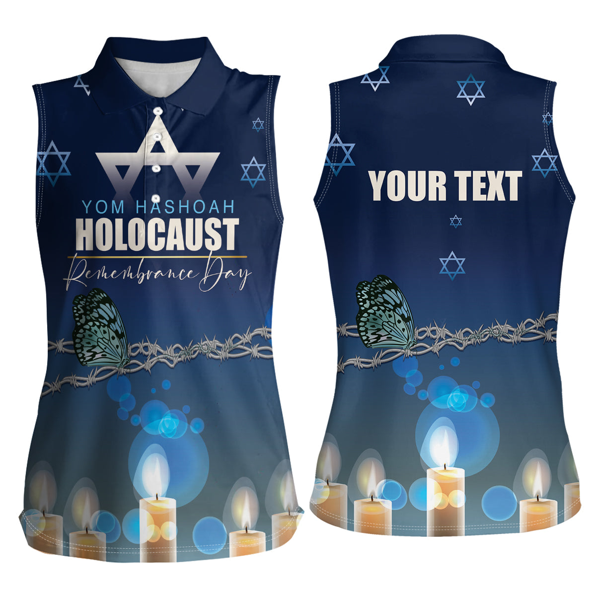 Yom HaShoah 2024 Women Sleeveless Polo Shirt Holocaust Remembrance Day - Wonder Print Shop