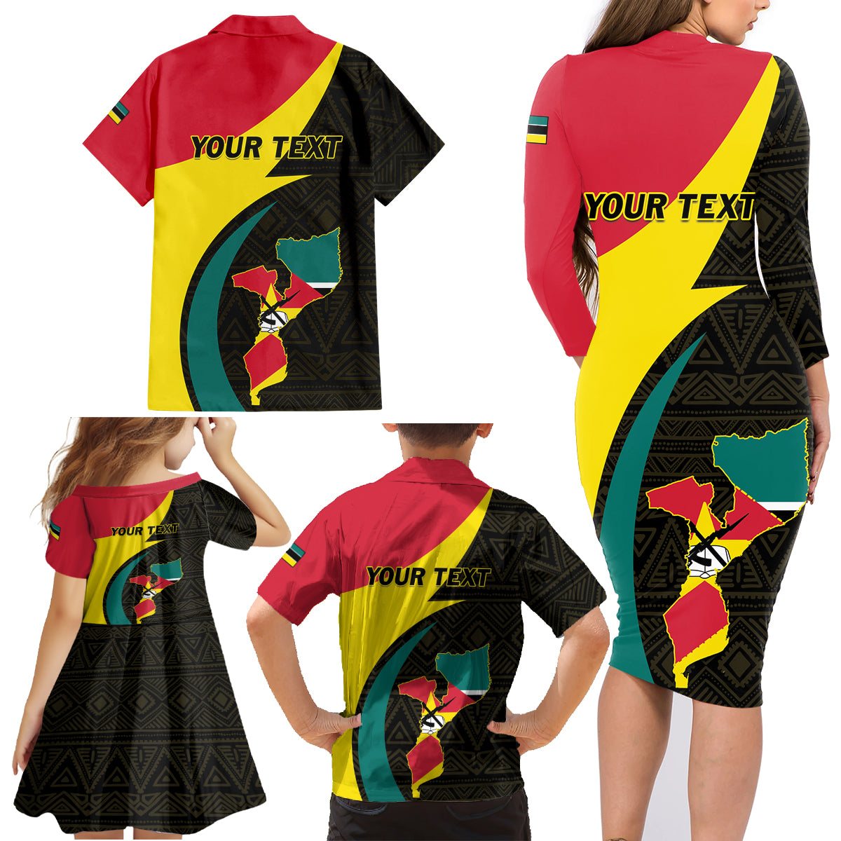 Mozambique Independence Day Family Matching Long Sleeve Bodycon Dress and Hawaiian Shirt Muzambhiki 1975 Anniversary - Wonder Print Shop