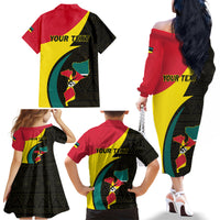 Mozambique Independence Day Family Matching Off The Shoulder Long Sleeve Dress and Hawaiian Shirt Muzambhiki 1975 Anniversary - Wonder Print Shop