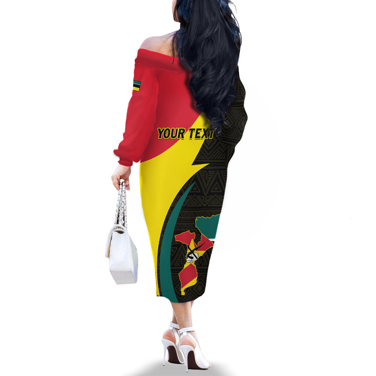 Mozambique Independence Day Family Matching Off The Shoulder Long Sleeve Dress and Hawaiian Shirt Muzambhiki 1975 Anniversary - Wonder Print Shop