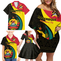 Mozambique Independence Day Family Matching Off Shoulder Short Dress and Hawaiian Shirt Muzambhiki 1975 Anniversary - Wonder Print Shop