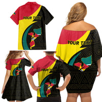 Mozambique Independence Day Family Matching Off Shoulder Short Dress and Hawaiian Shirt Muzambhiki 1975 Anniversary - Wonder Print Shop
