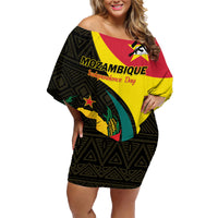 Mozambique Independence Day Family Matching Off Shoulder Short Dress and Hawaiian Shirt Muzambhiki 1975 Anniversary - Wonder Print Shop