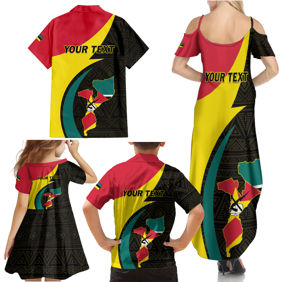 Mozambique Independence Day Family Matching Summer Maxi Dress and Hawaiian Shirt Muzambhiki 1975 Anniversary - Wonder Print Shop