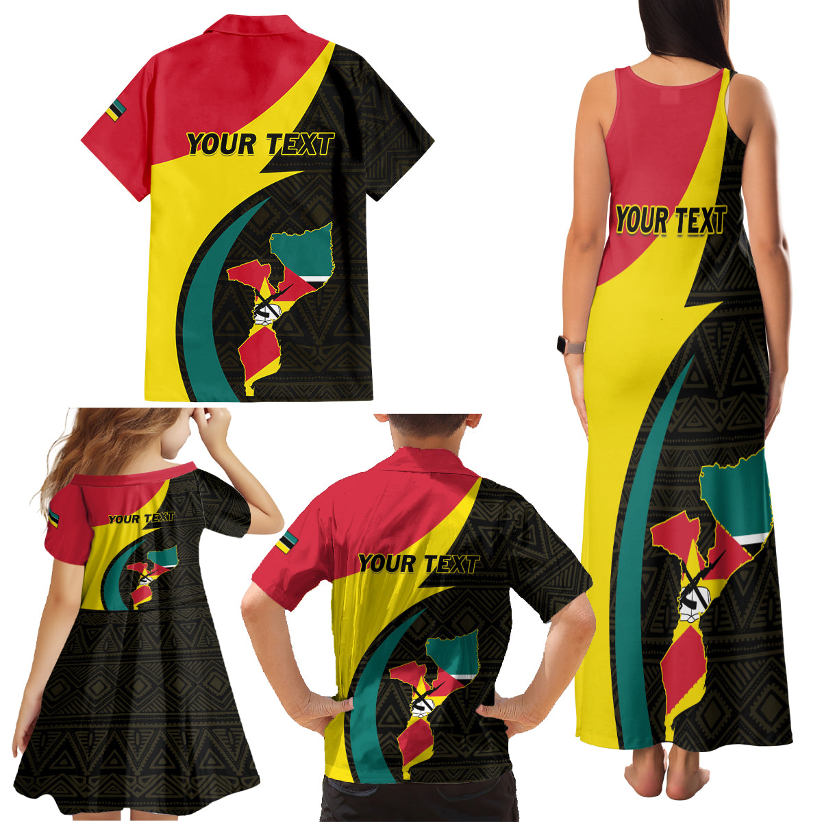 Mozambique Independence Day Family Matching Tank Maxi Dress and Hawaiian Shirt Muzambhiki 1975 Anniversary - Wonder Print Shop