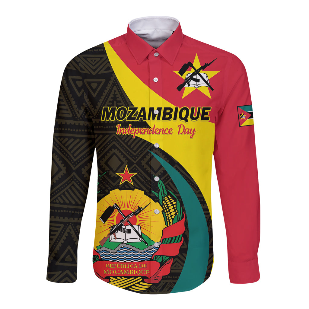 Mozambique Independence Day Long Sleeve Button Shirt Muzambhiki 1975 Anniversary - Wonder Print Shop