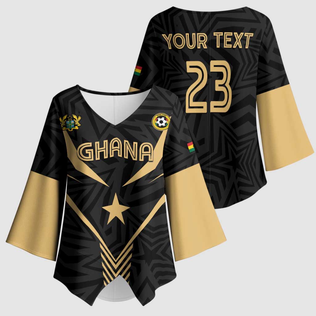 Custom Football 2026 Ghana Kimono Sleeve Blouse Black Stars Rise