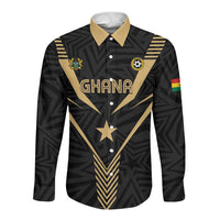 Custom Football 2026 Ghana Long Sleeve Button Shirt Black Stars Rise