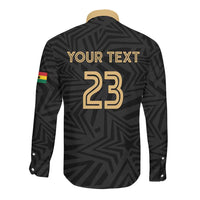 Custom Football 2026 Ghana Long Sleeve Button Shirt Black Stars Rise
