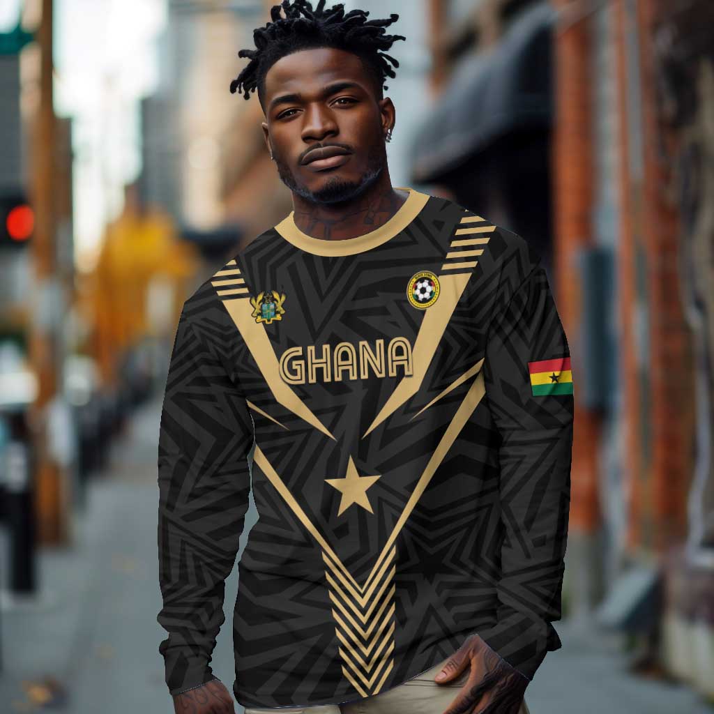 Custom Football 2026 Ghana Long Sleeve Shirt Black Stars Rise