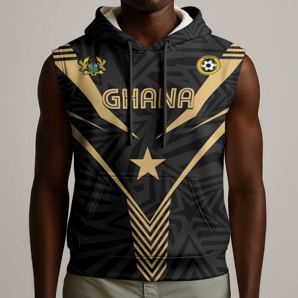 Custom Football 2026 Ghana Sleeveless Hoodie Black Stars Rise