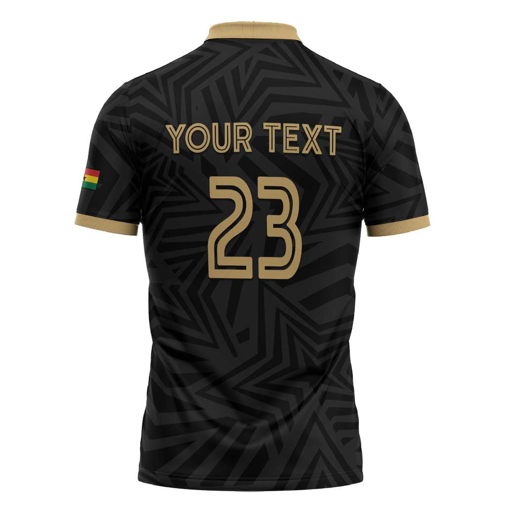Custom Football 2026 Ghana Zipper Polo Shirt Black Stars Rise