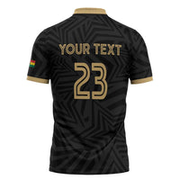 Custom Football 2026 Ghana Zipper Polo Shirt Black Stars Rise