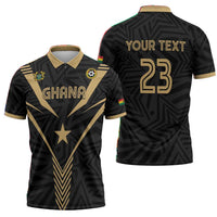 Custom Football 2026 Ghana Zipper Polo Shirt Black Stars Rise