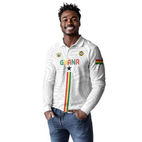 Custom Football 2026 Ghana Long Sleeve Polo Shirt Black Stars Go Glory