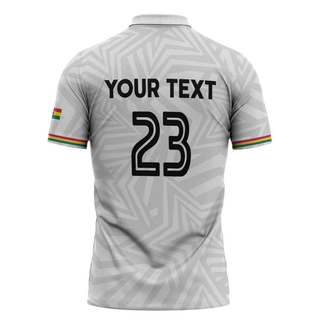 Custom Football 2026 Ghana Zipper Polo Shirt Black Stars Go Glory