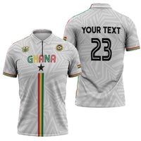 Custom Football 2026 Ghana Zipper Polo Shirt Black Stars Go Glory