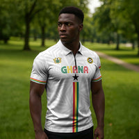 Custom Football 2026 Ghana Zipper Polo Shirt Black Stars Go Glory