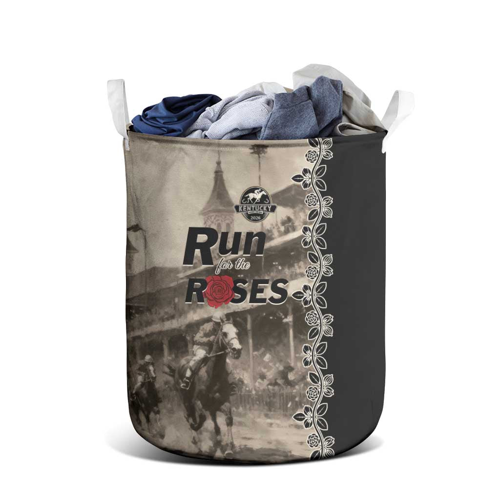 Kentucky Run For The Rose Laundry Basket Beige Rose Floral