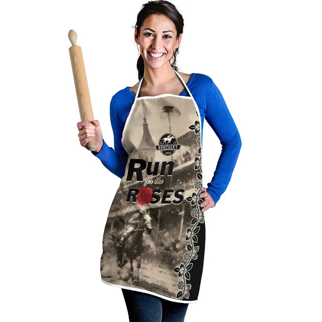 Kentucky Run For The Rose Apron Beige Rose Floral