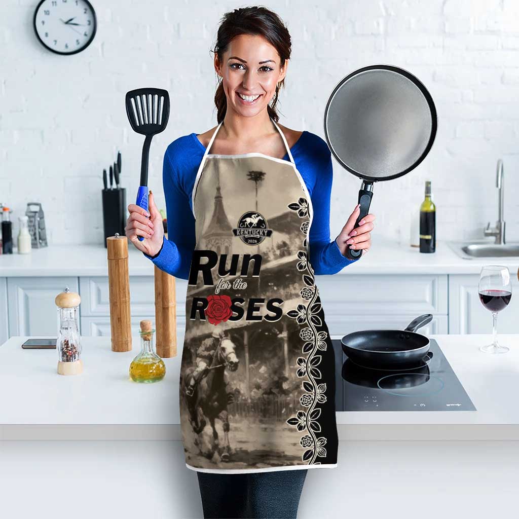 Kentucky Run For The Rose Apron Beige Rose Floral