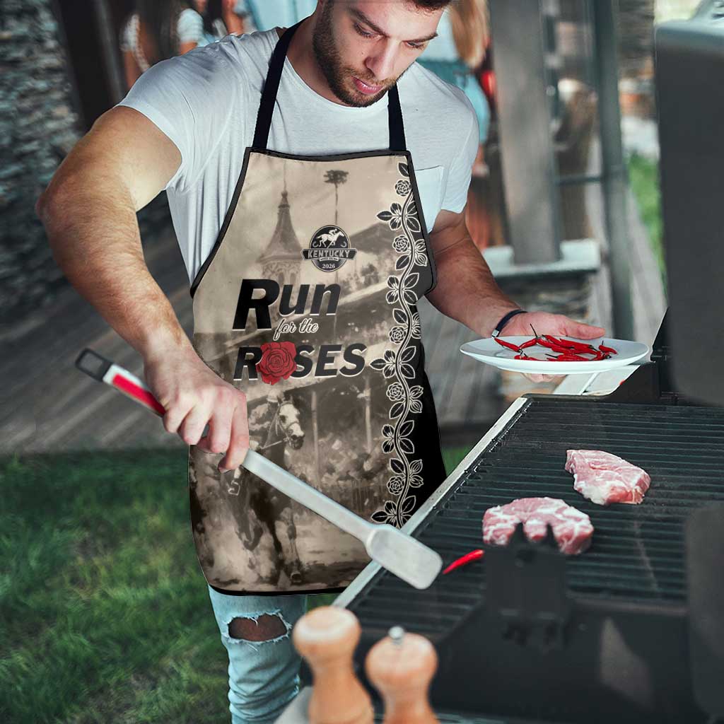 Kentucky Run For The Rose Apron Beige Rose Floral