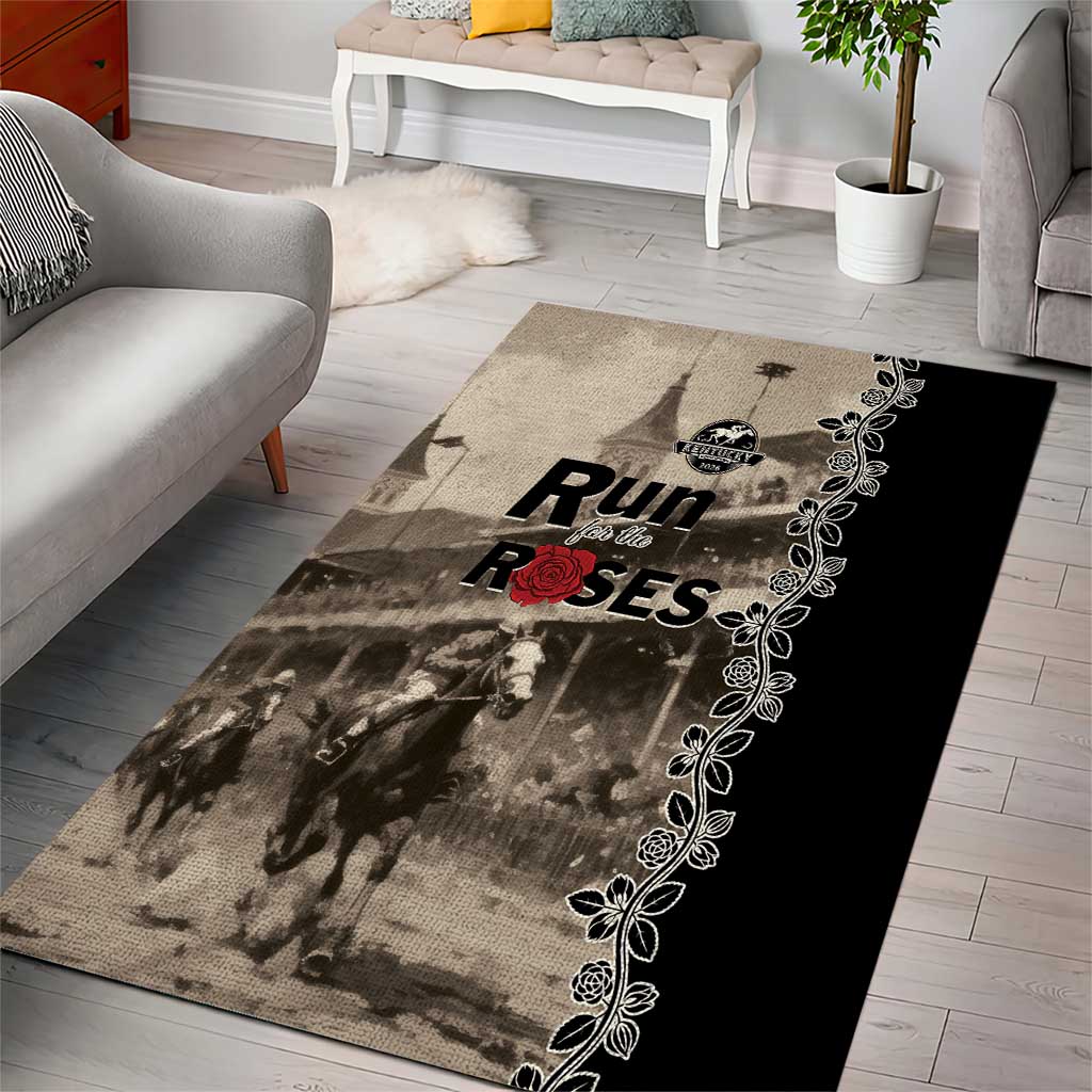 Kentucky Run For The Rose Area Rug Beige Rose Floral