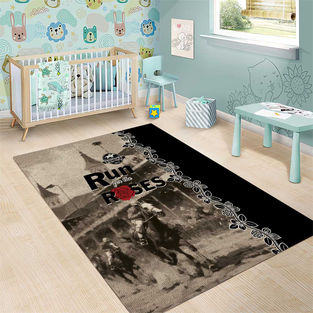 Kentucky Run For The Rose Area Rug Beige Rose Floral
