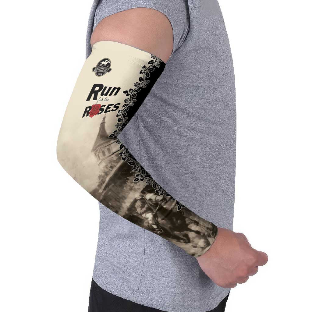 Personalized Kentucky Run For The Rose Arm Sleeves Beige Rose Floral