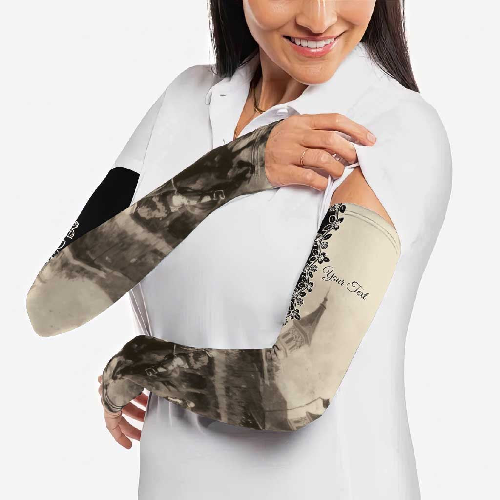 Personalized Kentucky Run For The Rose Arm Sleeves Beige Rose Floral