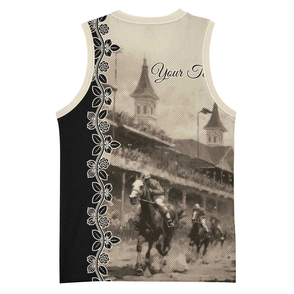 Personalized Kentucky Run For The Rose Basketball Jersey Beige Rose Floral