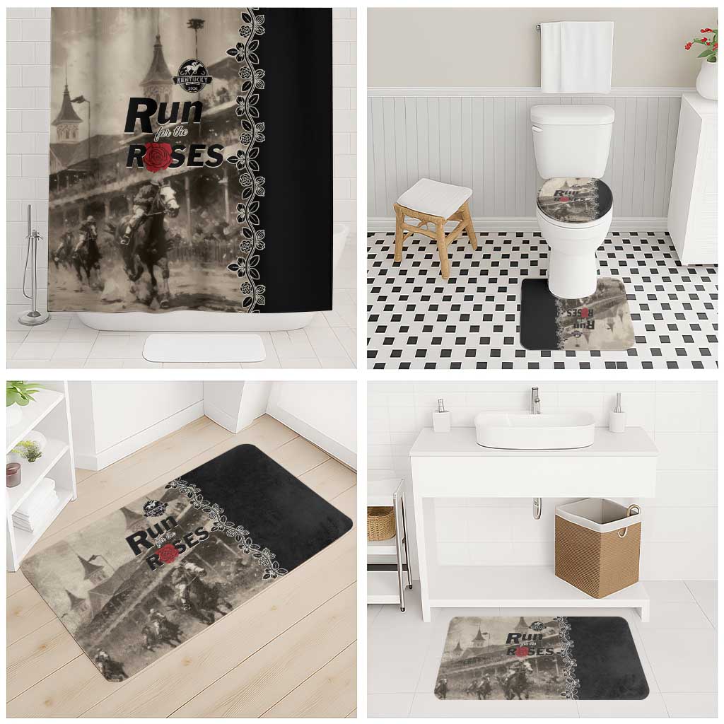 Kentucky Run For The Rose Bathroom Set Beige Rose Floral