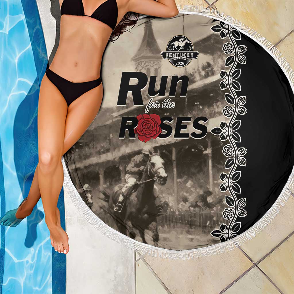 Kentucky Run For The Rose Beach Blanket Beige Rose Floral