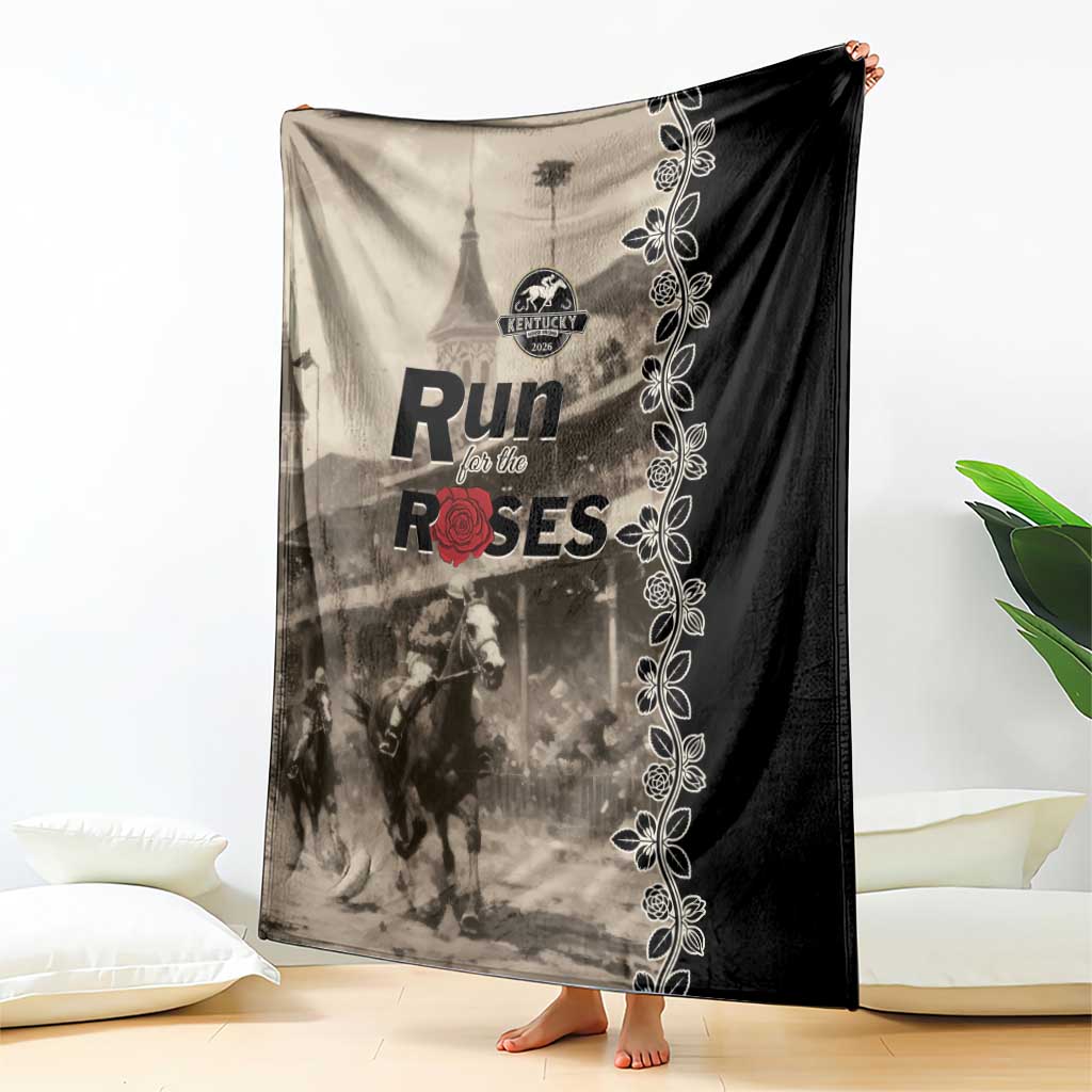 Kentucky Run For The Rose Blanket Beige Rose Floral