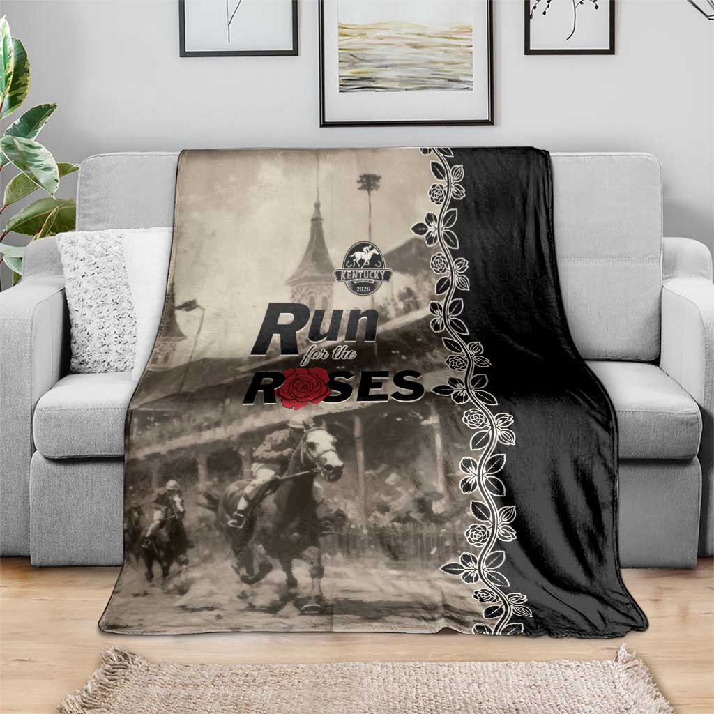 Kentucky Run For The Rose Blanket Beige Rose Floral