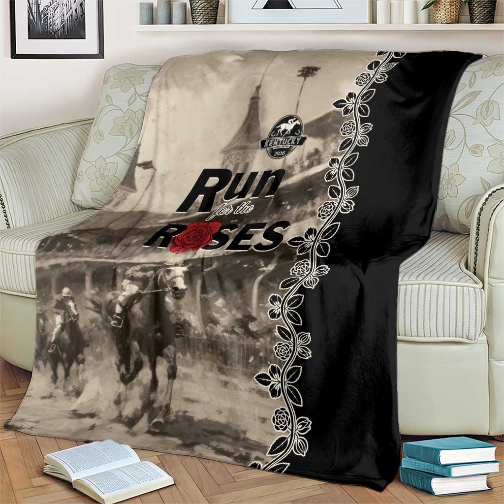 Kentucky Run For The Rose Blanket Beige Rose Floral