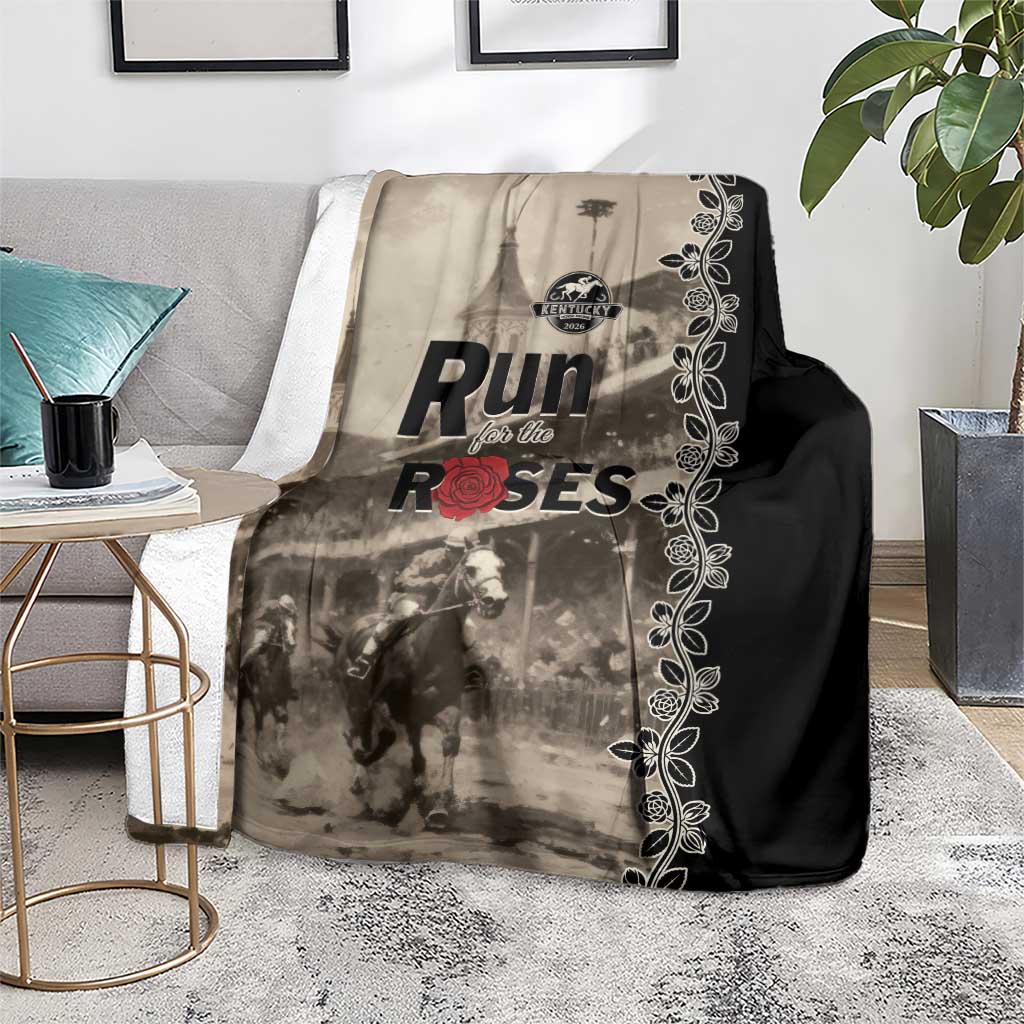 Kentucky Run For The Rose Blanket Beige Rose Floral