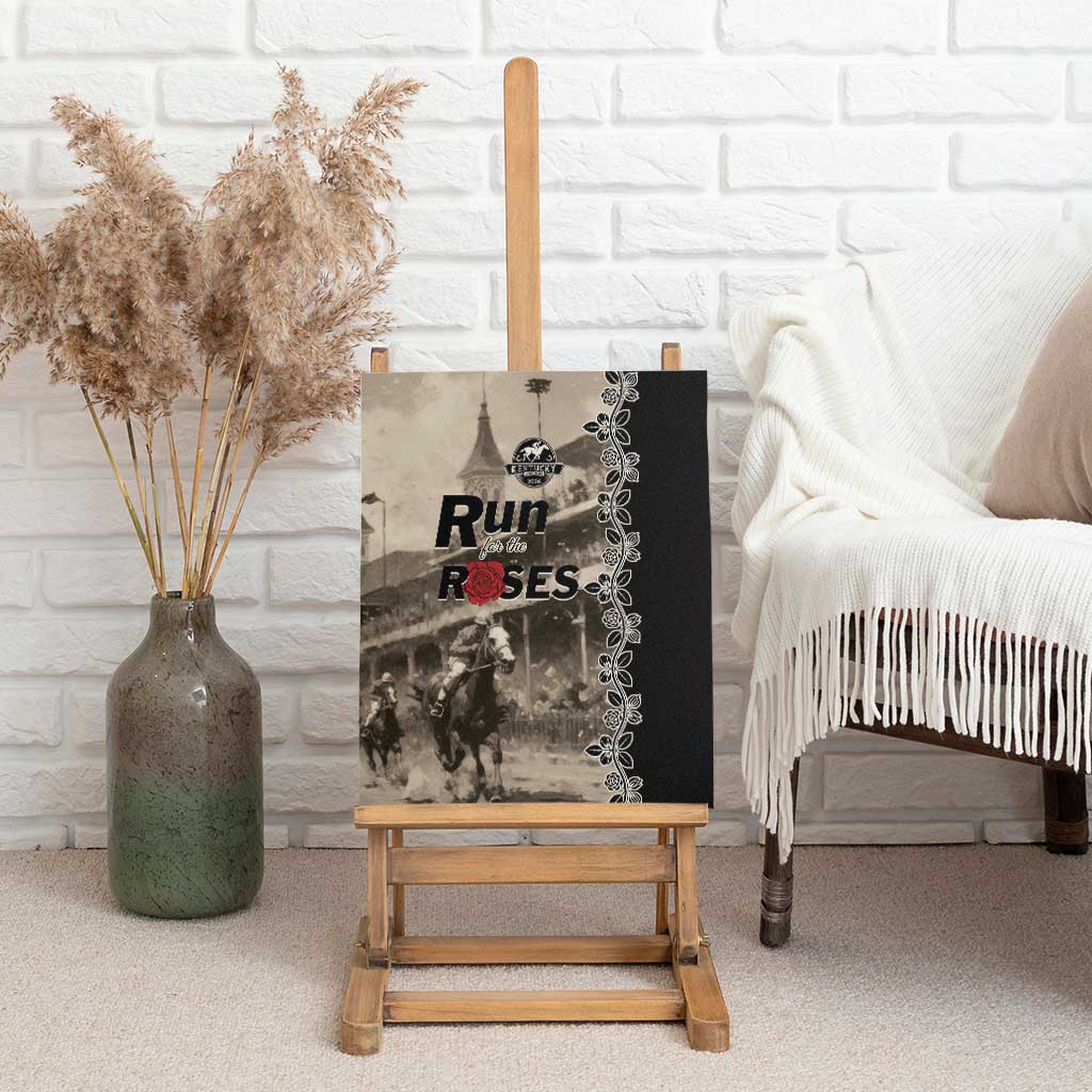 Kentucky Run For The Rose Canvas Wall Art Beige Rose Floral