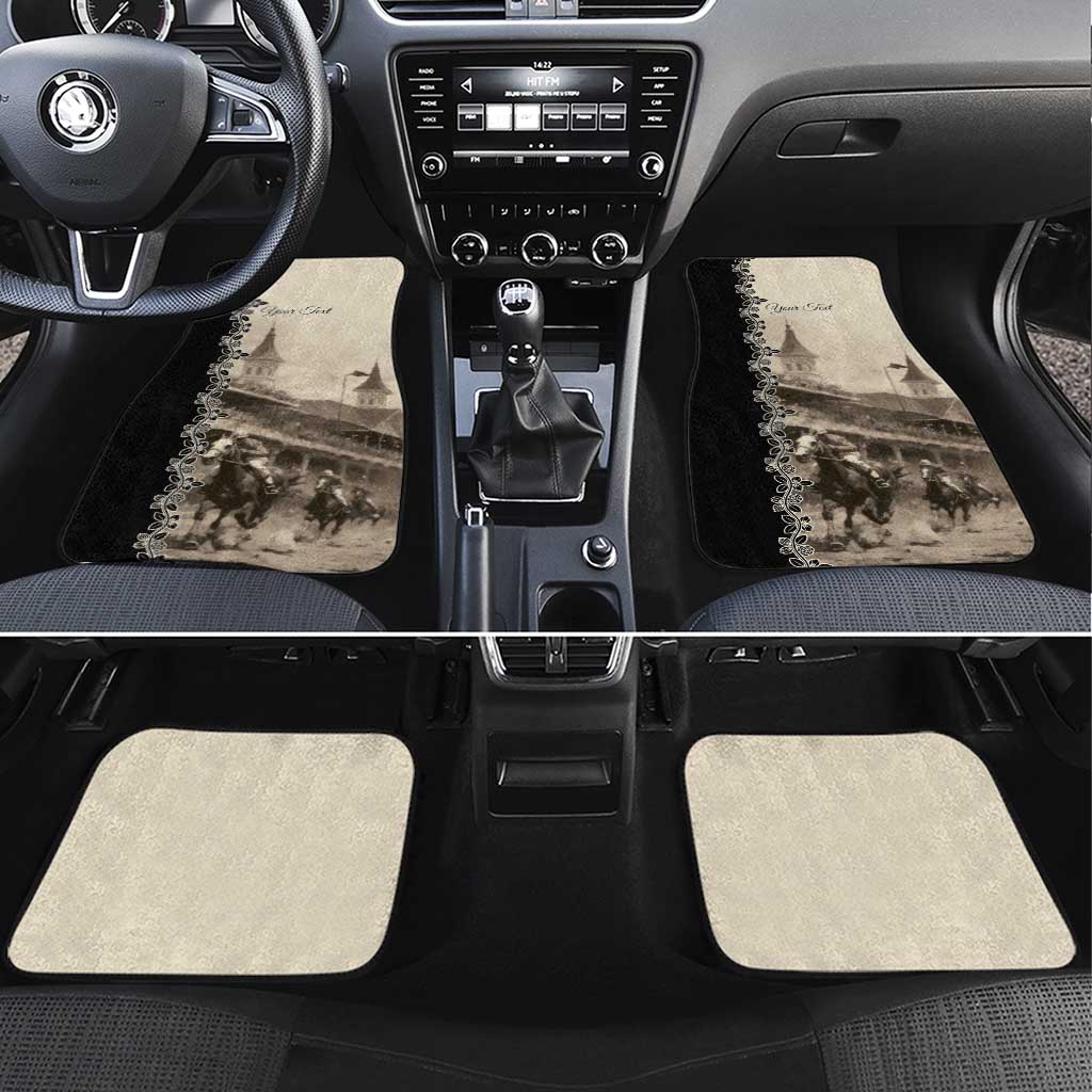 Personalized Kentucky Run For The Rose Car Mats Beige Rose Floral