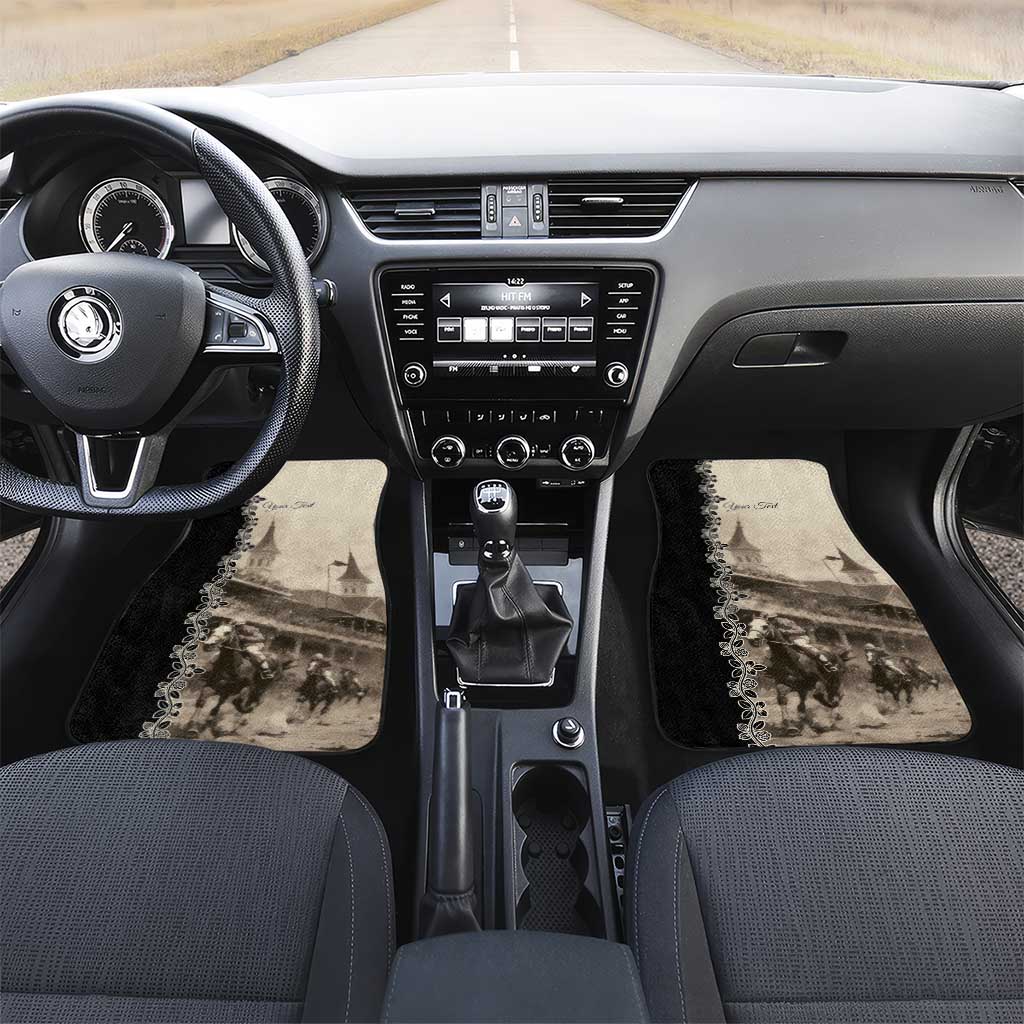 Personalized Kentucky Run For The Rose Car Mats Beige Rose Floral