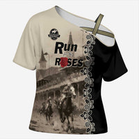 Personalized Kentucky Run For The Rose Cross Shoulder Shirt Beige Rose Floral