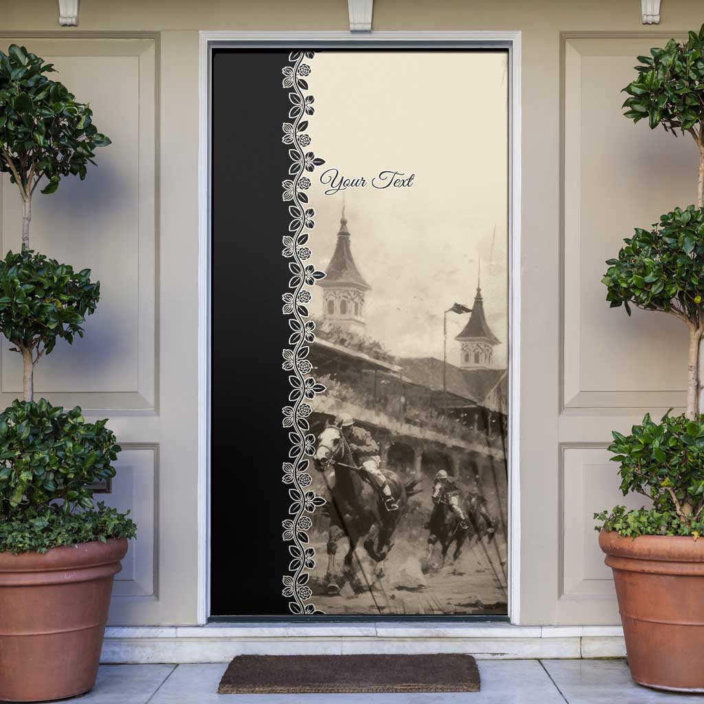 Personalized Kentucky Run For The Rose Door Cover Beige Rose Floral