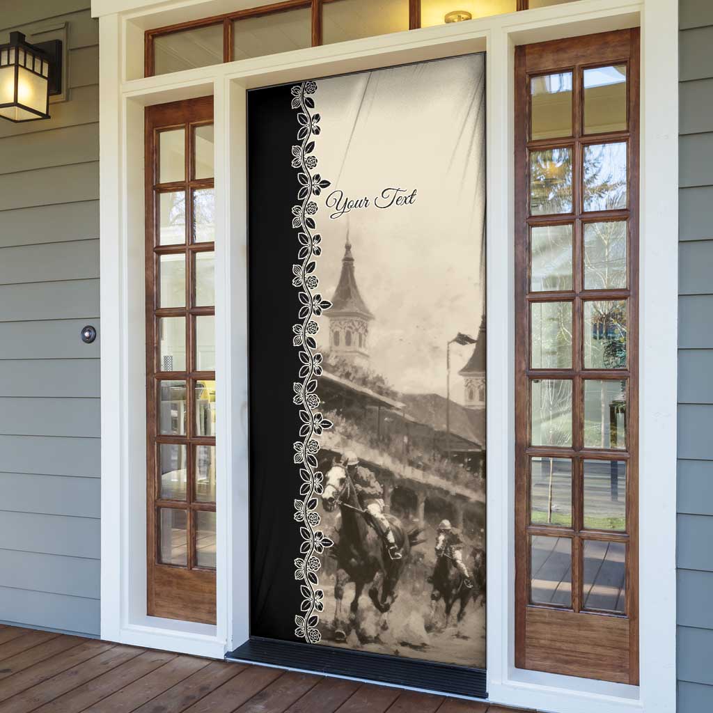 Personalized Kentucky Run For The Rose Door Cover Beige Rose Floral