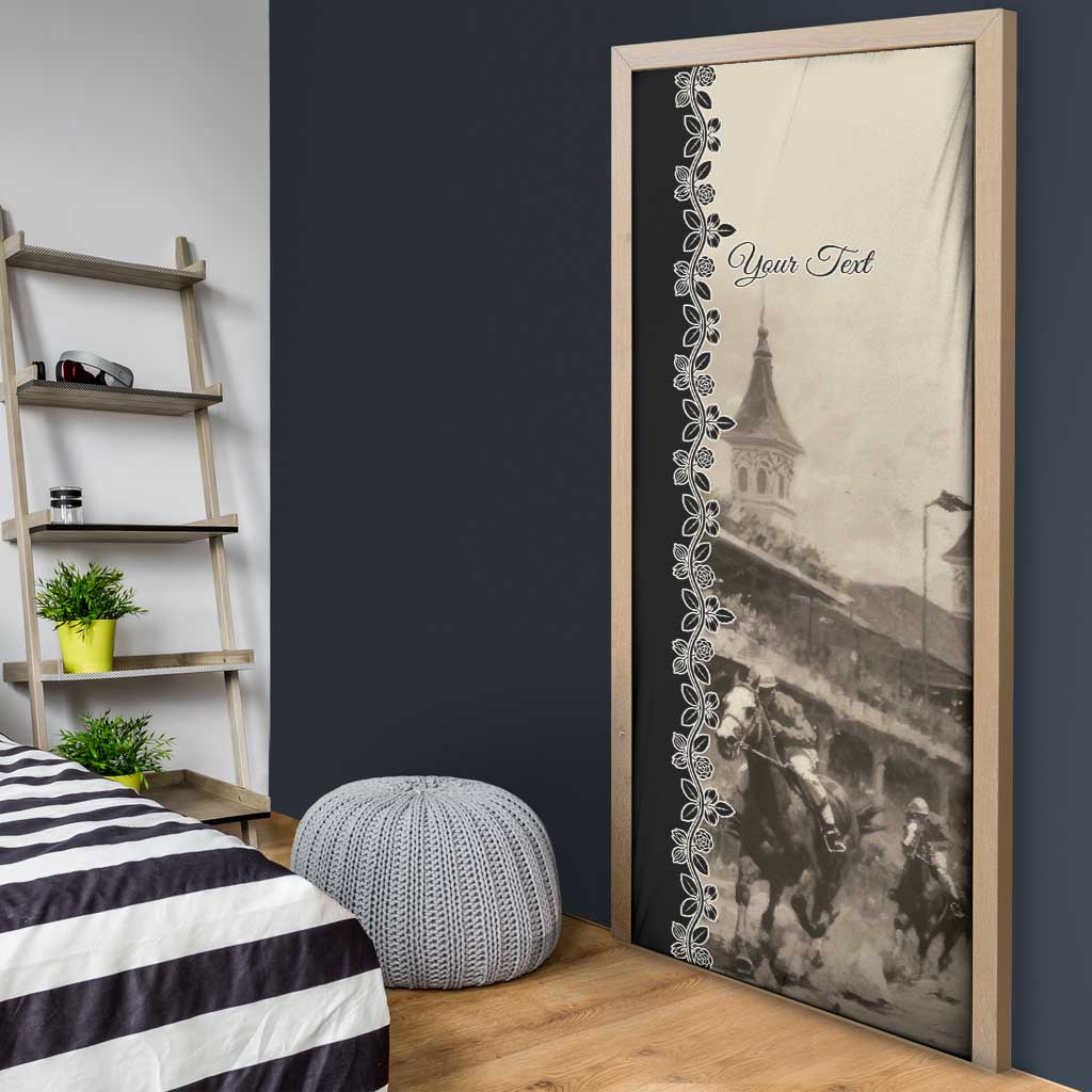 Personalized Kentucky Run For The Rose Door Cover Beige Rose Floral