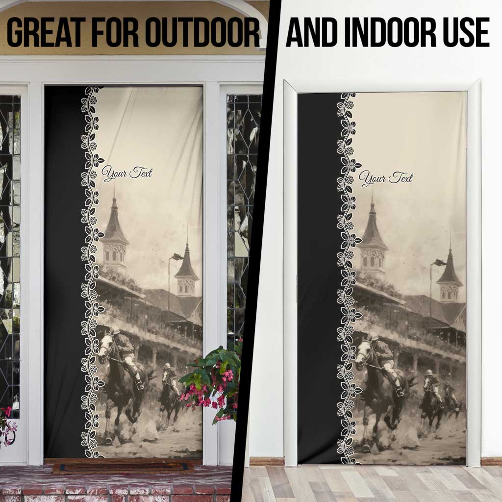 Personalized Kentucky Run For The Rose Door Cover Beige Rose Floral